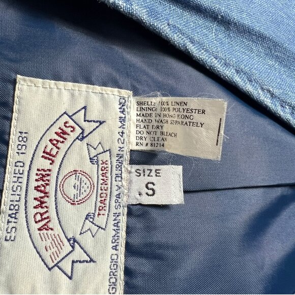 Vintage Armani Jeans Women's 100% Linen 3 Button Blazer in Blue 80s 90s Size S - Picture 4 of 10